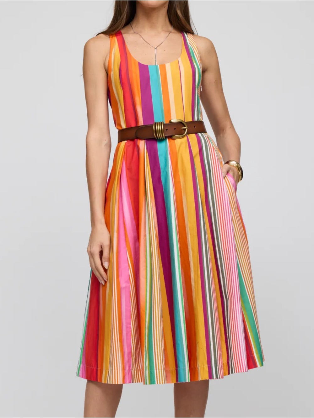 Hinson Wu Stacci Sleeveless Ombre Stripe Sleeveless Midi Dress 10